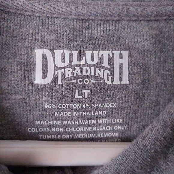 Duluth Trading Co Gray Henley Waffle Pattern Thermal Men's Size LT - Picture 3 of 14